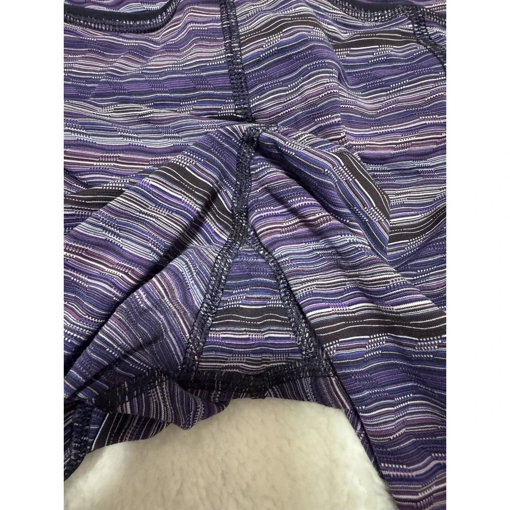 Lululemon Run Inspire Crop II Leggings Sz‎ 8 Static Purple Multi Stripe Zip